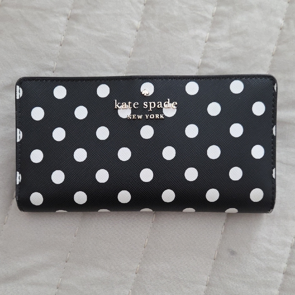 Kate Spade Black Wallet with White Dots